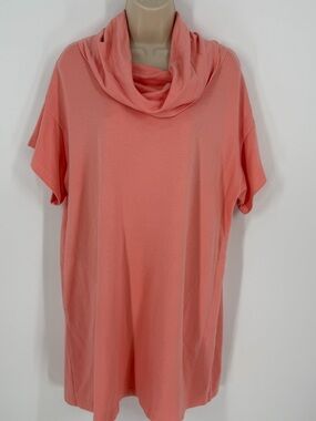 Bryn Walker Coral Cowl Neck Tunic M Made in USA Vacation Travel Capsule Wardrobe
